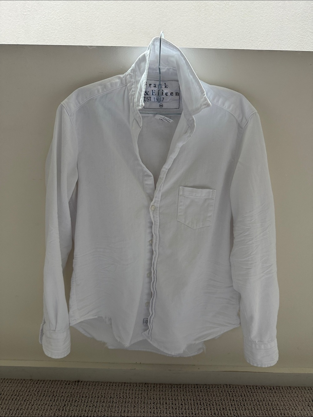 Frank & Eileen White Long-Sleeve Casual Button-Down Shirt